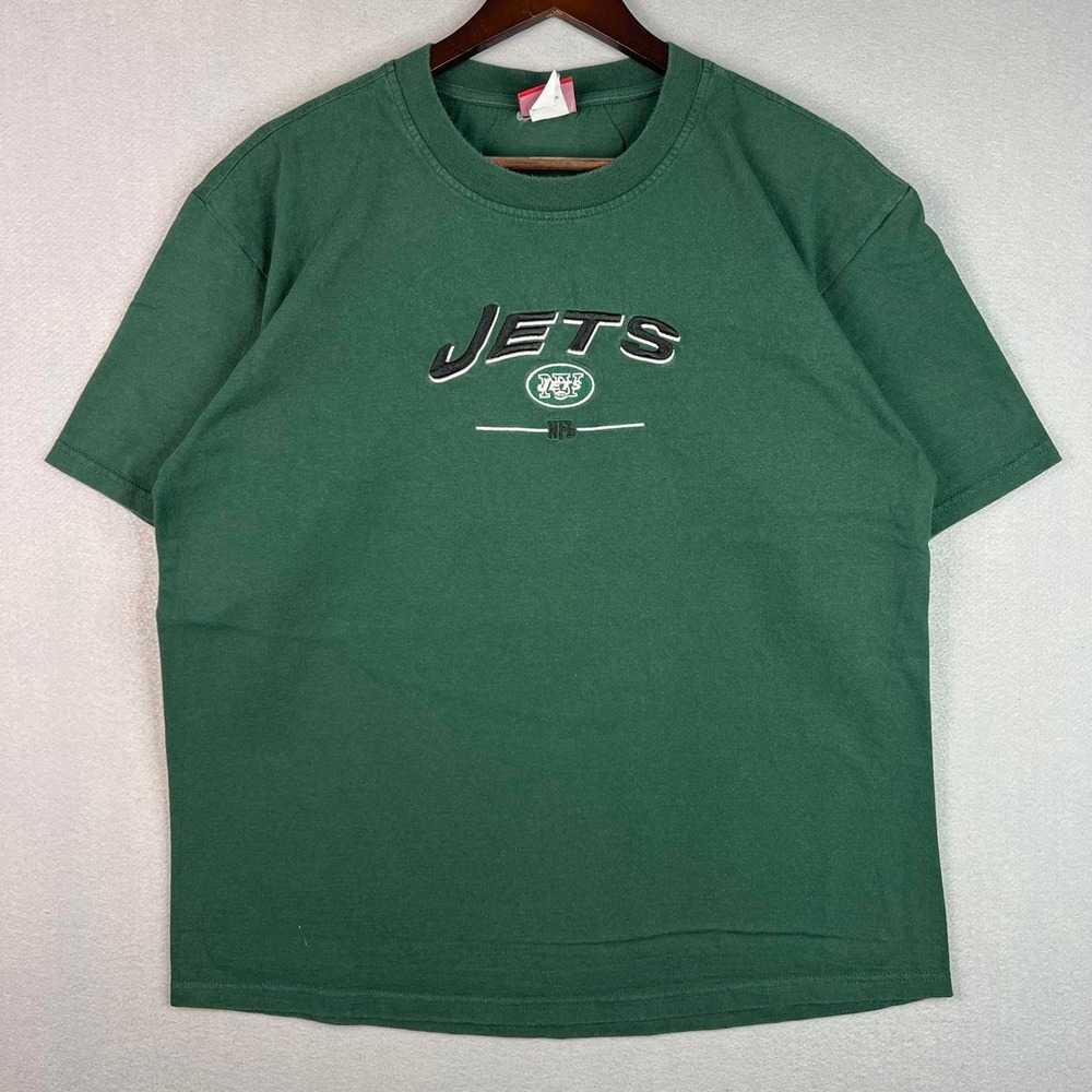 2000s New York Jets Embroidered NFL Football Green Tee Shirt L
